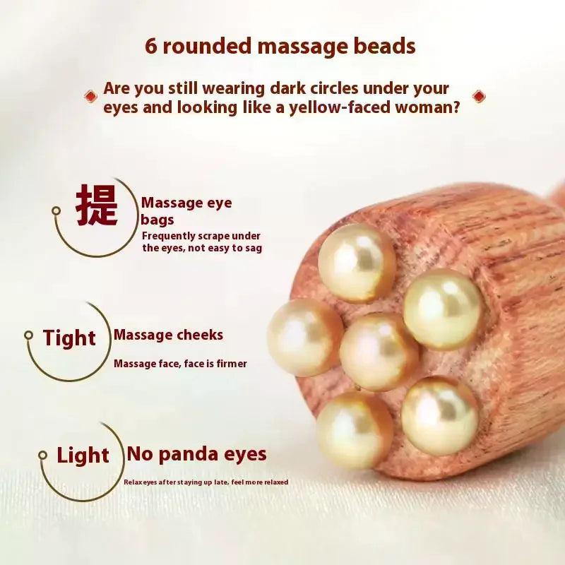 Lotus Seedpod Beauty Professional Brass & Rosewood Facial Gua Sha Tool Eye Relaxation Spot Meridians Acupoint Massage Handheld Oasis Select