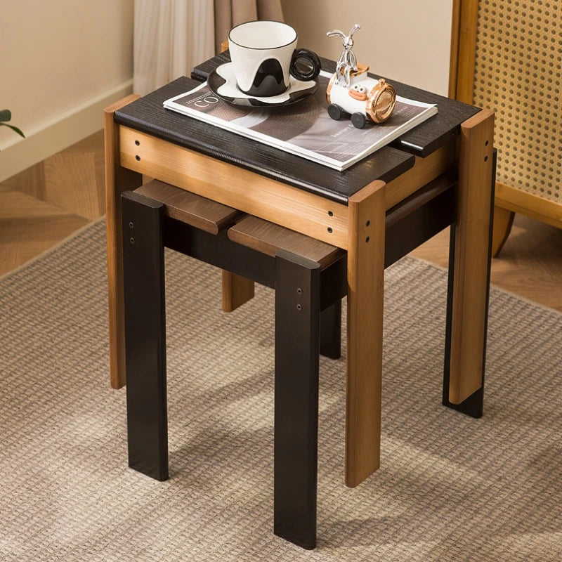 Solid wood American retro home solid wood small bench round stool coffee table stool low stool shoe changing stool small stool Oasis Select