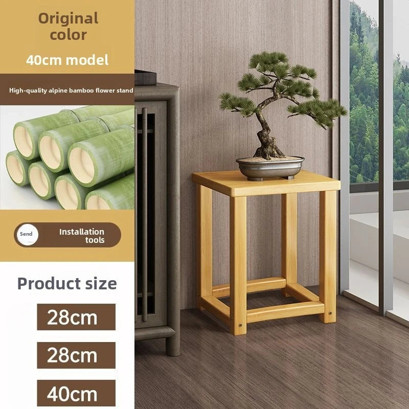 Flower stand Shelf Living room decorative ornament Flower table Solid wood multi-layer flower pot shelf Oasis Select Primary color-40cm