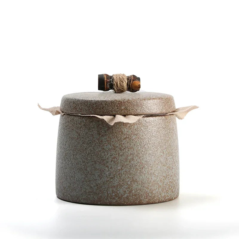 Ceramic Moisture-proof Sealed Tank Tea Caddy Organizer Home Storage Tank retro black ceramic moisture-proof sealed jar Tea Can Oasis Select JAR02