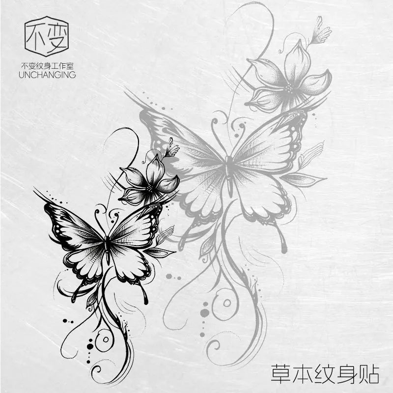 New butterfly tattoo sticker niche hottie personality realistic lasting waterproof advanced sense tattoo Oasis Select HD-007 7x12cm