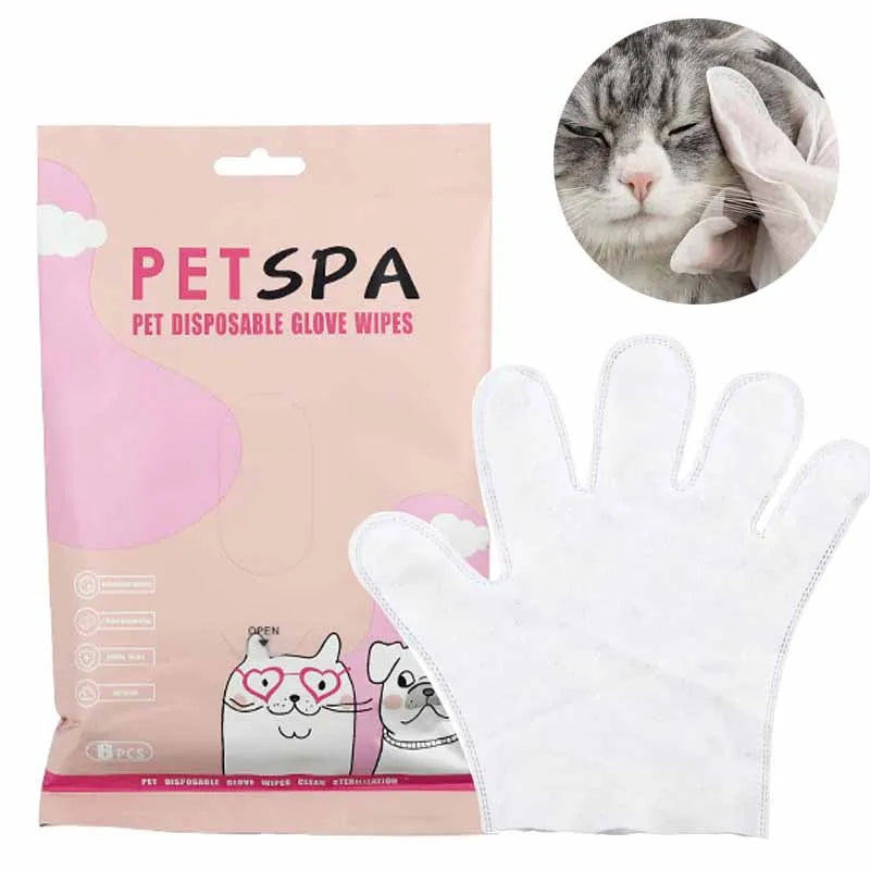 6pcs Pet Disposable Gloves Cat Dog Wipes No Rinse Washing Gloves Grooming Pet Cat Dog Ear Eye Cleaning Deodorizing Gloves Wipes Oasis Select Default Title