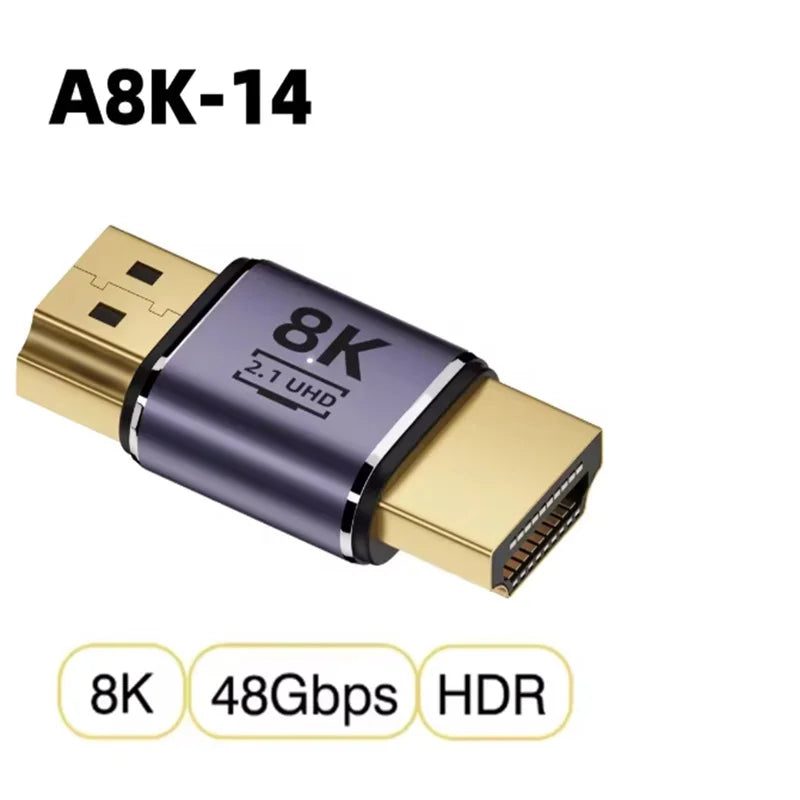 HDMI2.1 Cable Adapter HDMI Male to Female Converter Adapter Support 8K 60Hz 4K 120Hz 48Gbps For HDTV Computer Laptop Monitor Oasis Select A8K-14