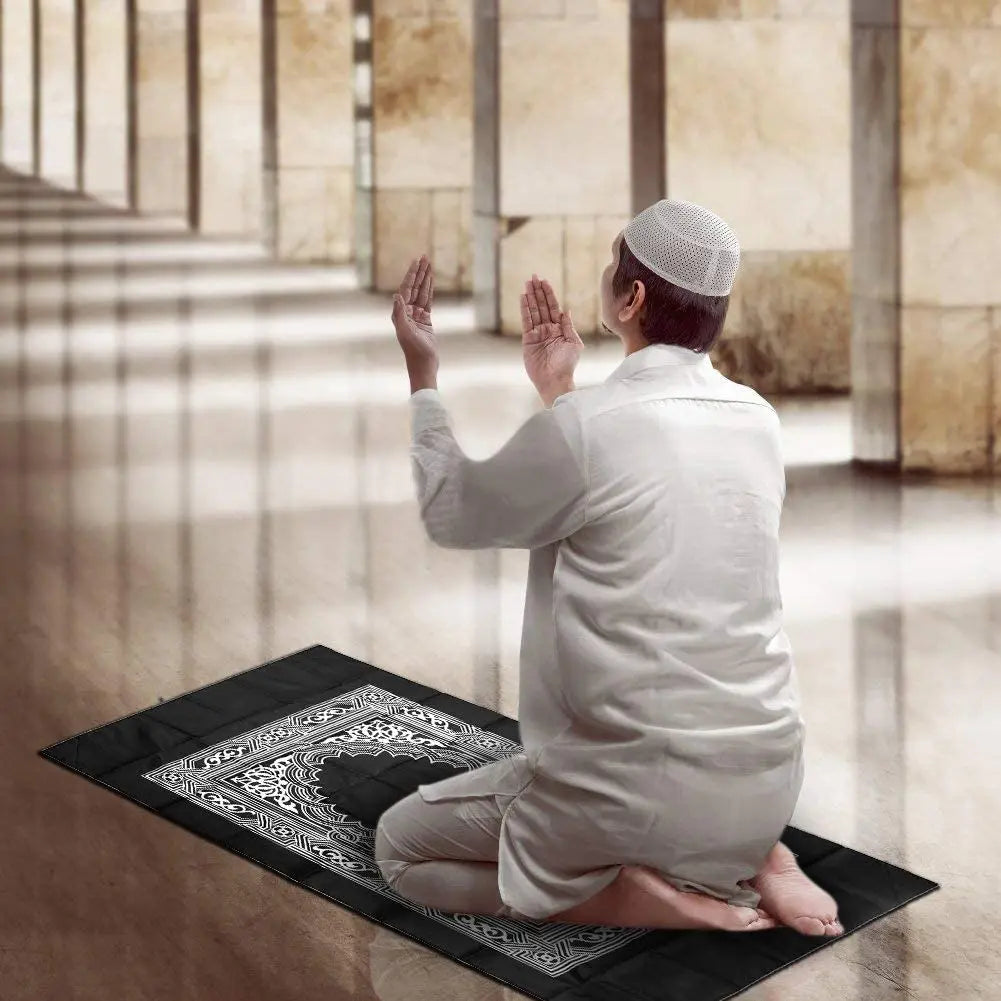 2/1pcs Prayer Rug Polyester Portable Braided Mats Simply Print with Compass In Pouch Travel Home New Style Mat Blanket 100x60cm Oasis Select