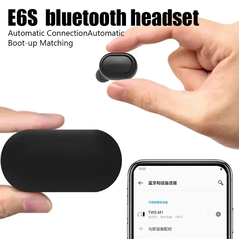 TWS E6S Bluetooth Earphones Wireless Bluetooth Headset Noise Cancelling Headsets With Microphone Headphones For Xiaomi Redmi Oasis Select