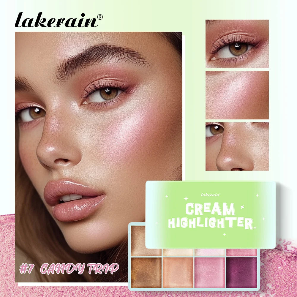 8Colors Cream Highlighter/Brow/Blush Palett Face Brighten Highlighter Blush&Contouring Shimmer Waterproof Makeup Tool Cosmetics Oasis Select