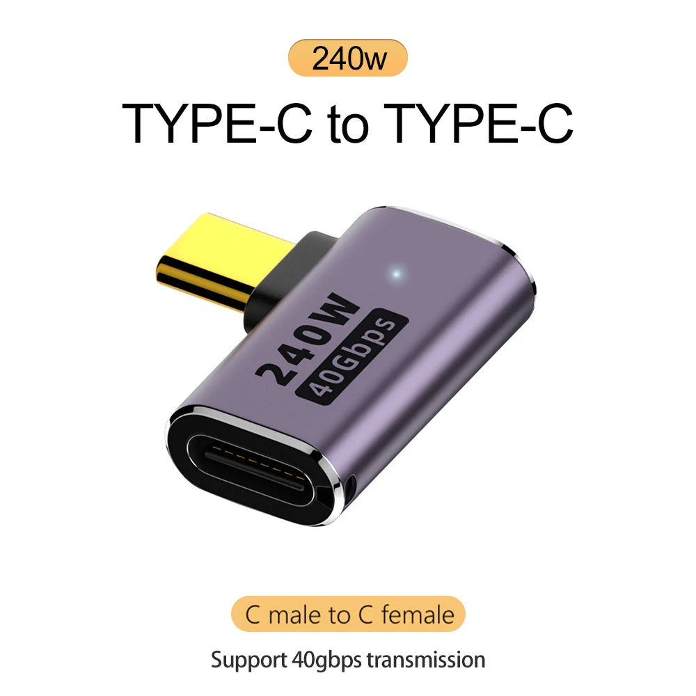 USB4.0 Type-C OTG Adapter 240W 40Gbps 8K 90/180° Elbow USB-C OTG Adapter Oasis Select Type 2