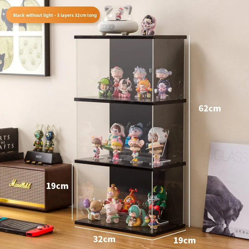 Figure building block display cabinet multi-layer stackable dust storage cabinet tide play figure transparent display box Oasis Select Black 3-32