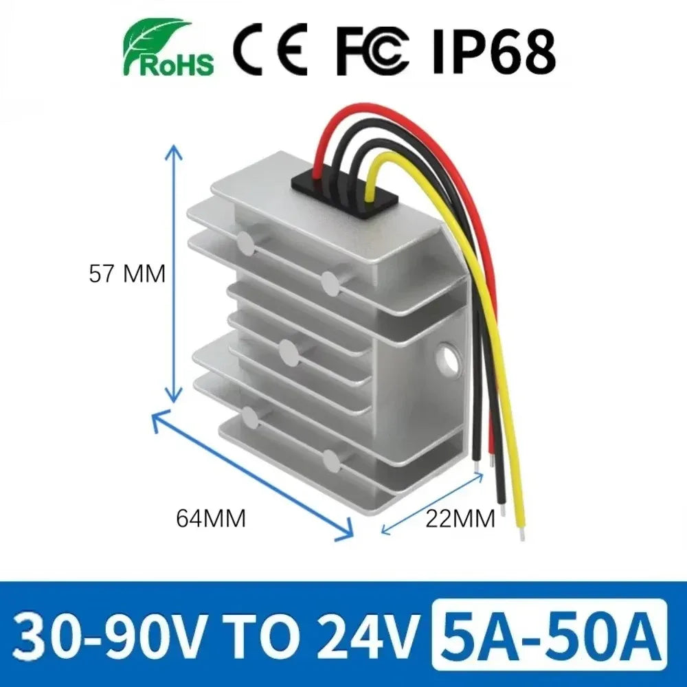 36V 48V 54V 60V 72V to 24V 20A 30A 25A 40A 50A 5A 10A 15A DC Step Down Voltage Buck Converter Regulator 72 Volt to 24 Volt Oasis Select 48V 60V 72V (40-90V) 24V 30A