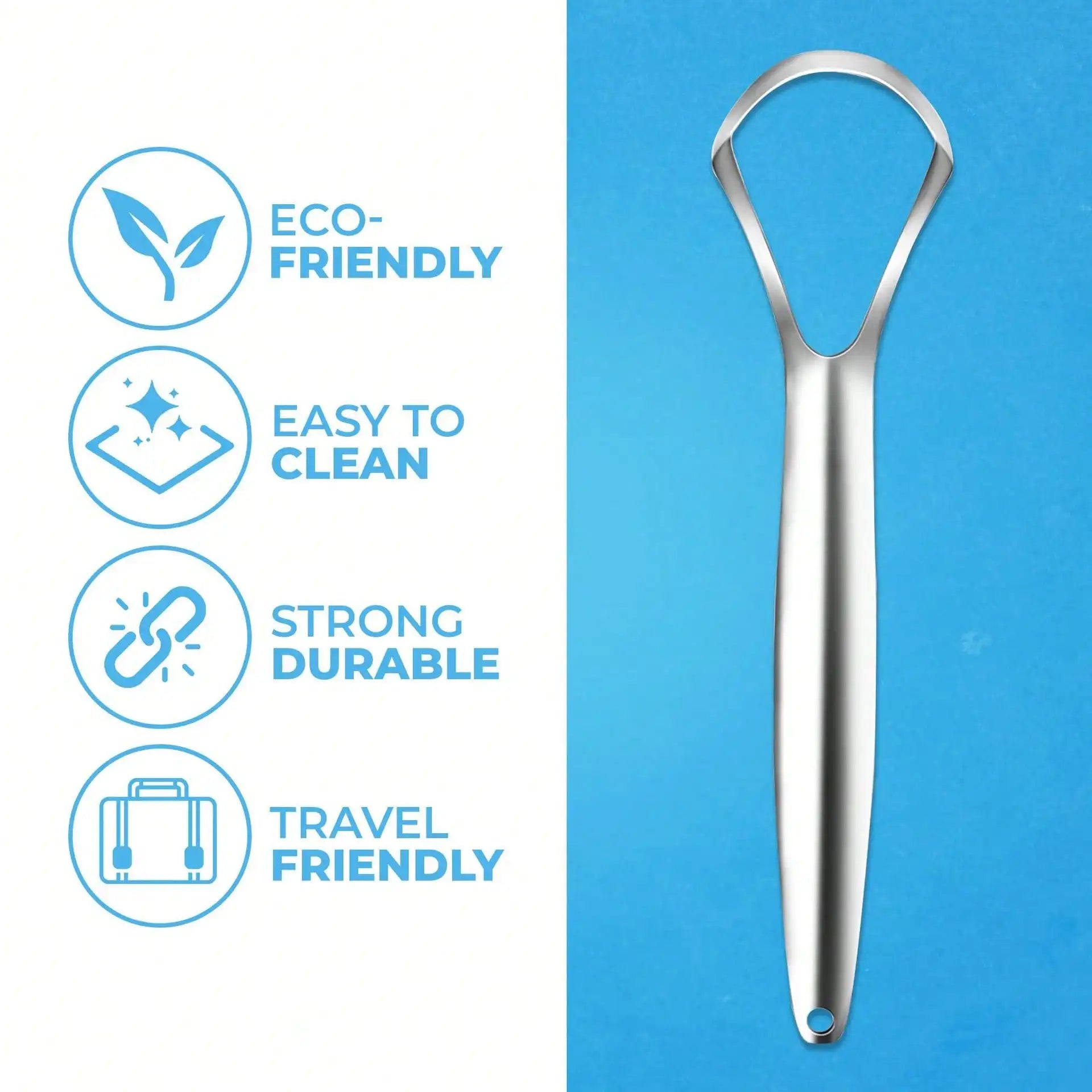 Tongue coating cleaner, stainless steel tongue scraper, oral cleaning tool 2pcs Oasis Select