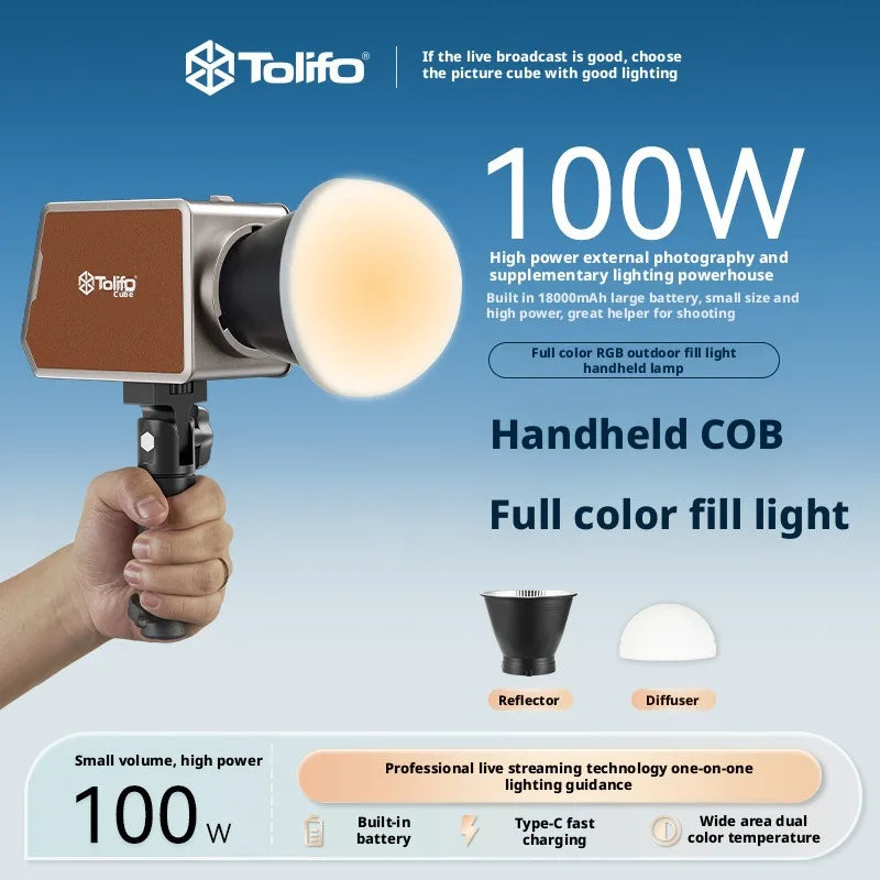 SHINEKNOT 100W RGB Handheld Fill Light – App Control | Outdoor