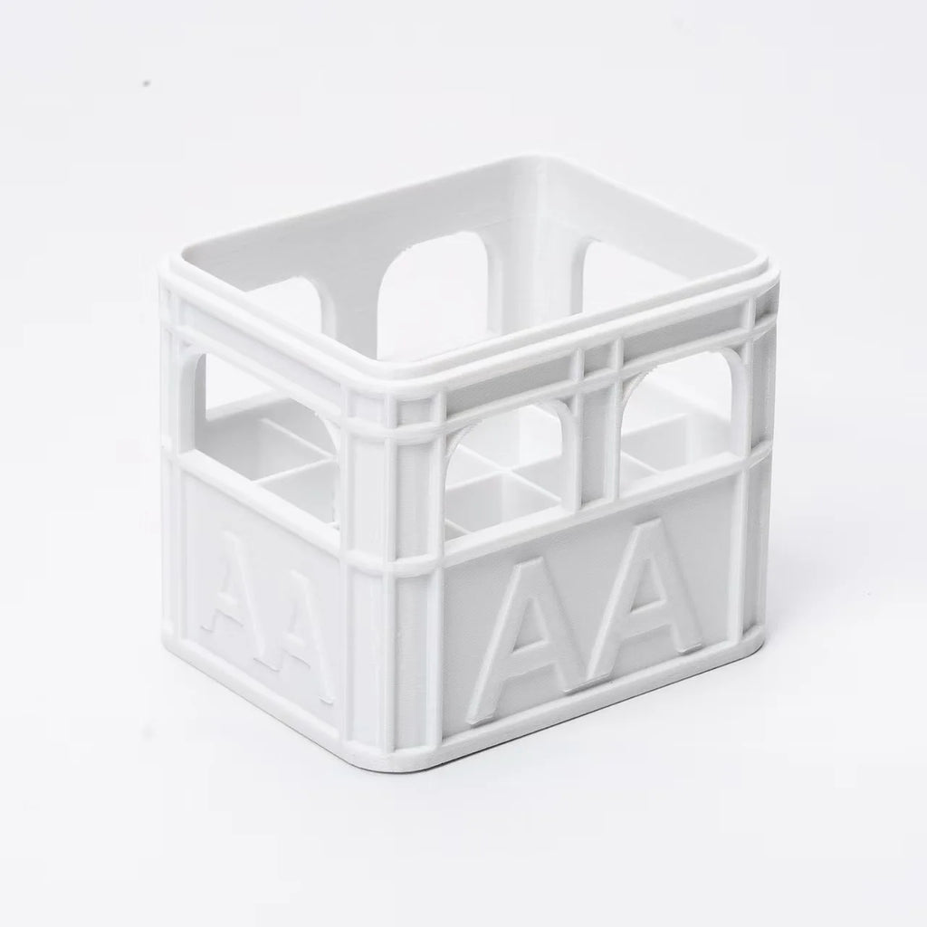 3D Printed Beer Crate Style AA/AAA Battery Storage Boxes Stackable Battery Organizer Home Office Desktop Decor Storage Tool Gift Oasis Select AA White
