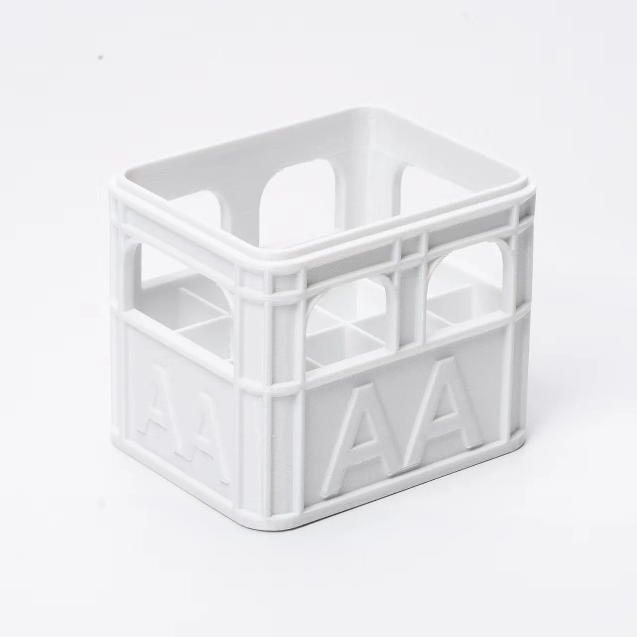 3D Printed Beer Crate Style AA/AAA Battery Storage Boxes Stackable Battery Organizer Home Office Desktop Decor Storage Tool Gift Oasis Select AA White