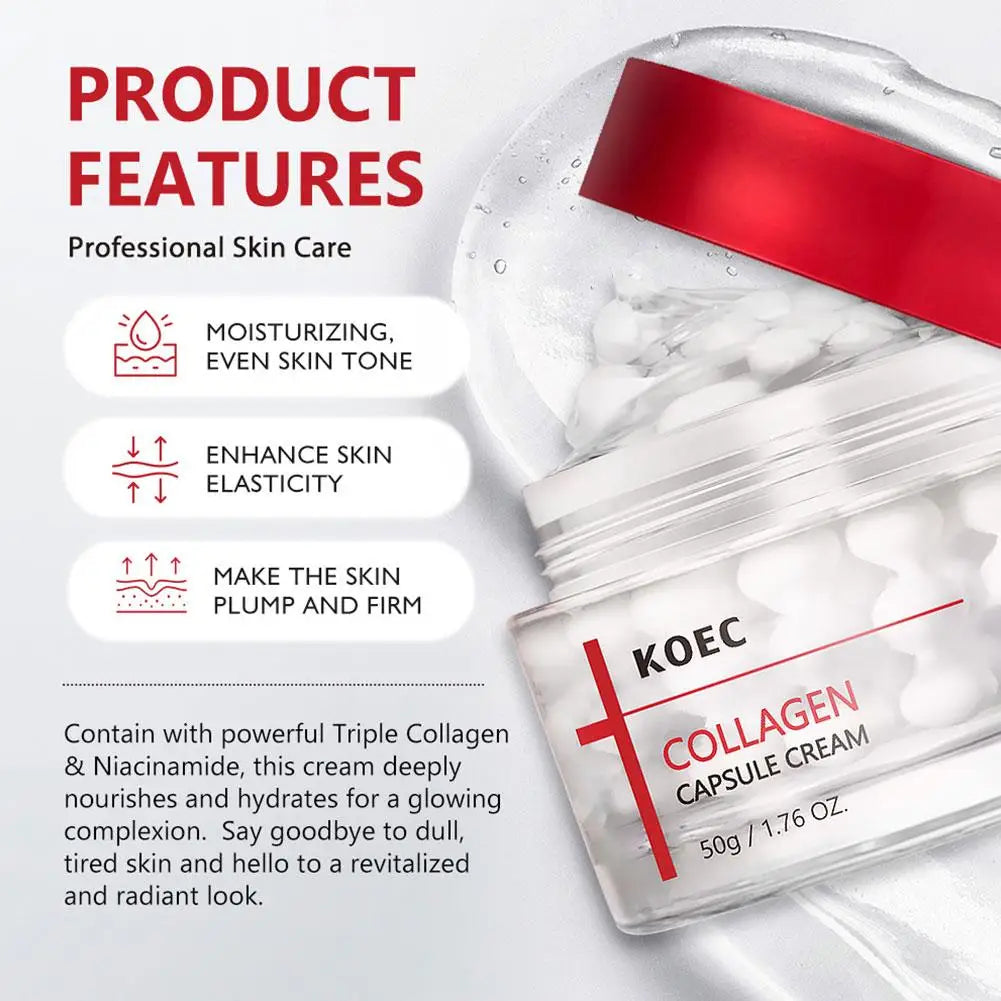KOEC Collagen Capsule Cream 50g Improve Dryness And Fine Lines Professional Skin Care Firming Hydrating Collagen Face Cream Oasis Select