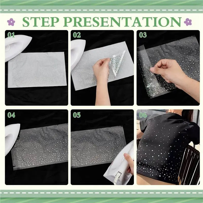 LIKE WISH 24 Sheet Glitter Rhinestone Iron On Transfers 16 Pcs Glass Rhinestone Appliques Crystal Rhinestone Decals For Clothing Oasis Select