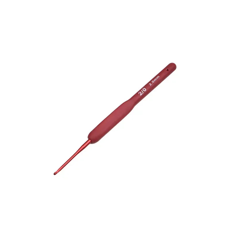Aluminum Tulip Red Crochet Hook Frosted Handle TPR Silicone Crochet Sweater Knitting Hooks DIY Handmade Crafts Sewing Tools Oasis Select 01-2mm