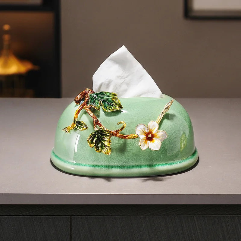 High End Ceramic Tissue Box Living Room Light Luxury Desktop Household Paper Drawer Box Study Decoration Ornament Oasis Select