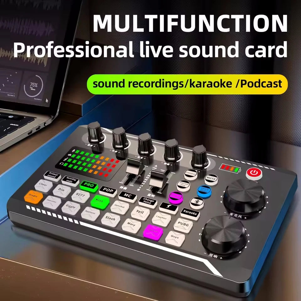 AyeBeau F988 Condenser Mic & Bluetooth Sound Mixer Card