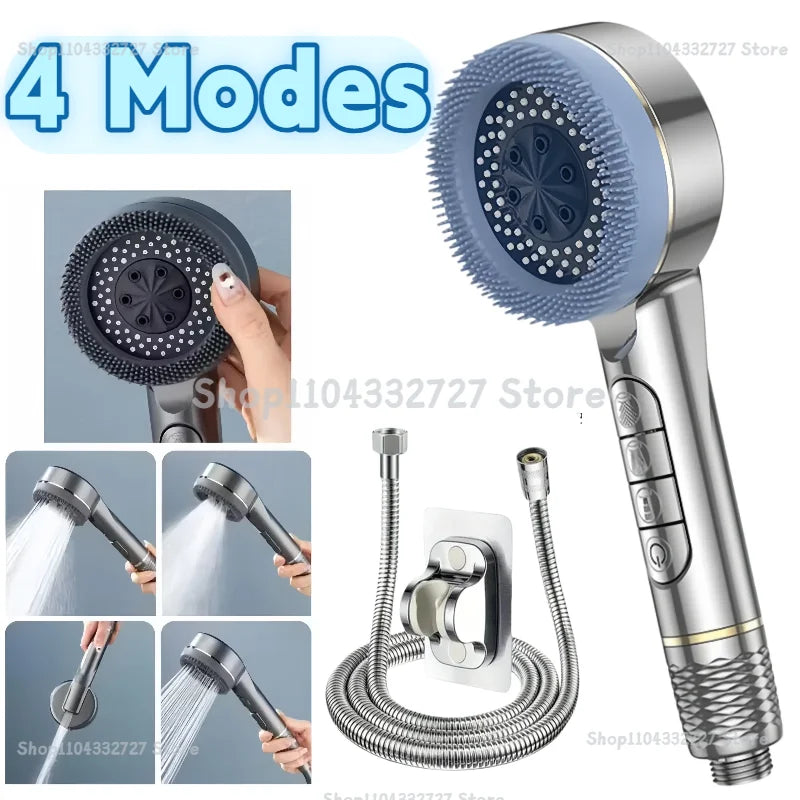 Shower Head 4 Modes Self-cleaning Water Saving Adjustable High Pressure Showerhead Handheld Spray Hangable Bathroom Accessories Oasis Select