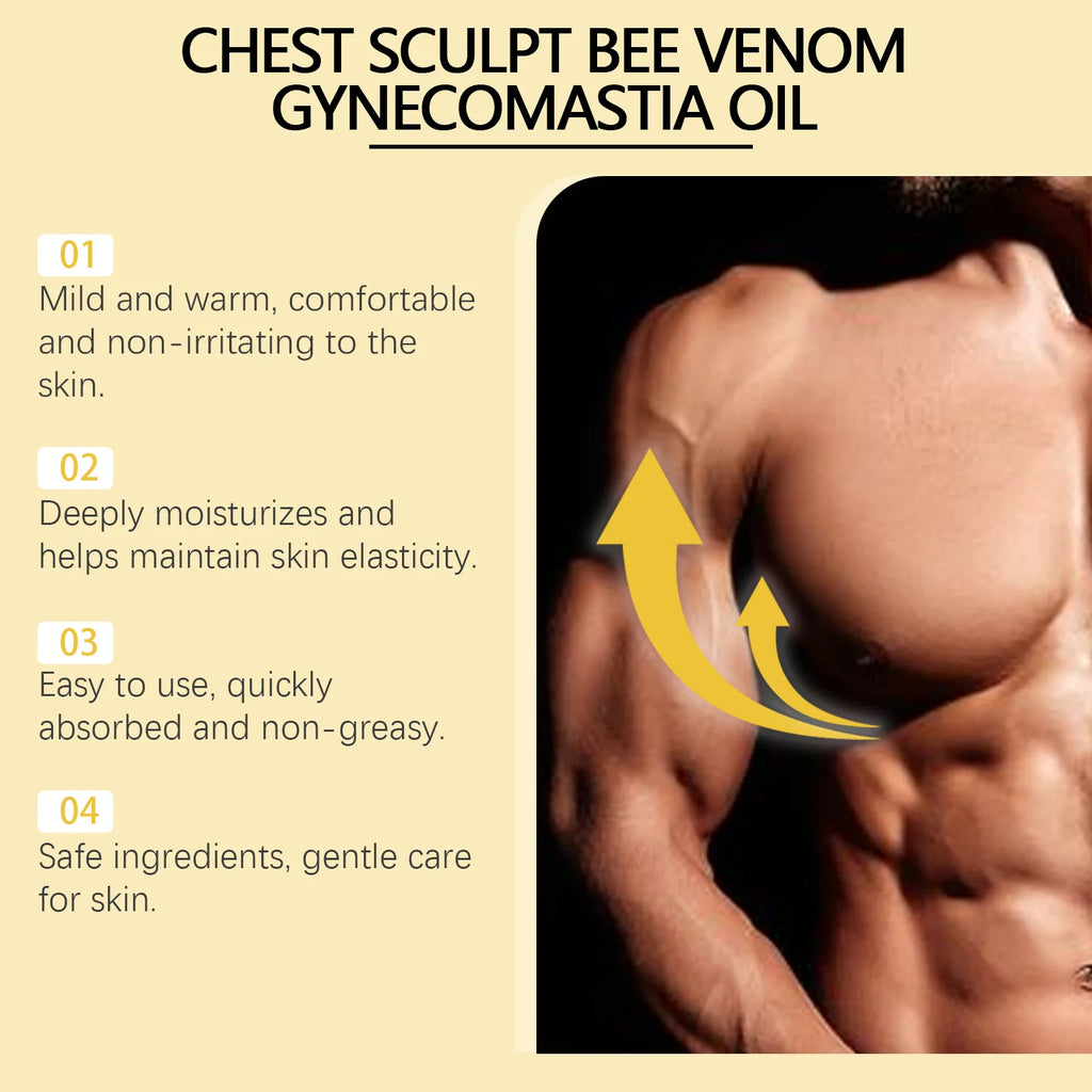 Bee Venom Male Chest Shaping Gynecomastia Oil, Massage Moisturizing to Highlight Body Shape, Strengthen Chest Skin Massage Oil Oasis Select