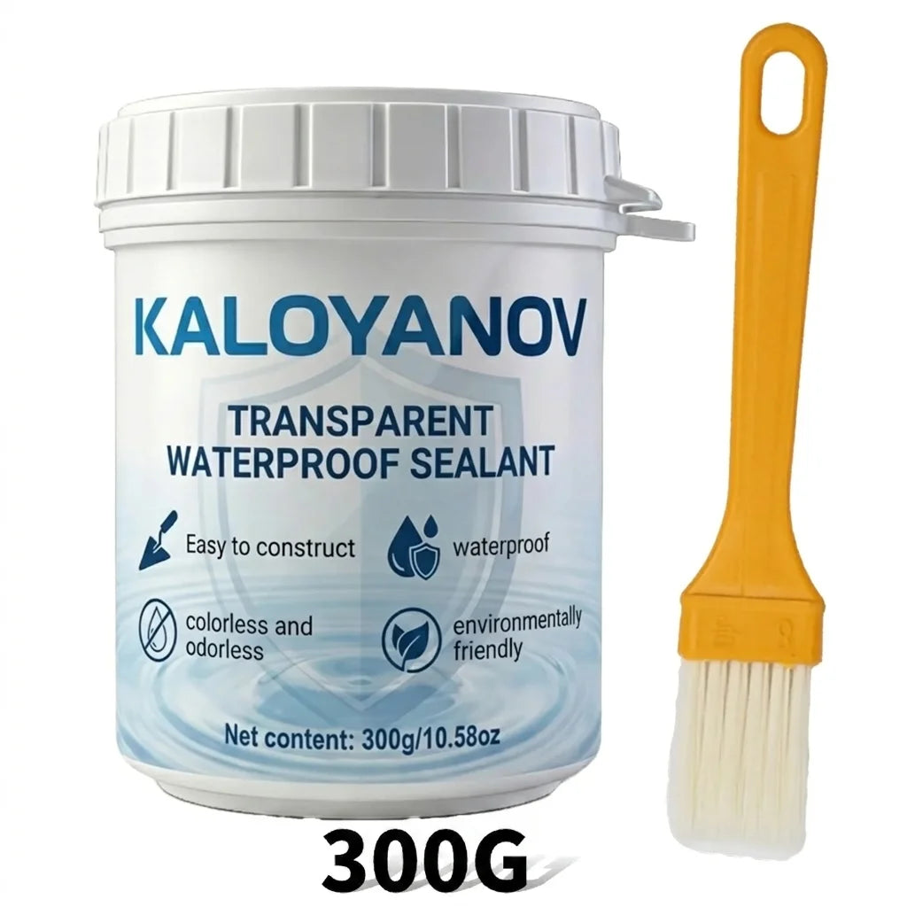 Transparent Waterproof Sealant with Brush Invisible Anti-Leak Agent Repair Coating Glue for Bathroom Roof Wall Window Tile Paste Oasis Select 300g-1PC