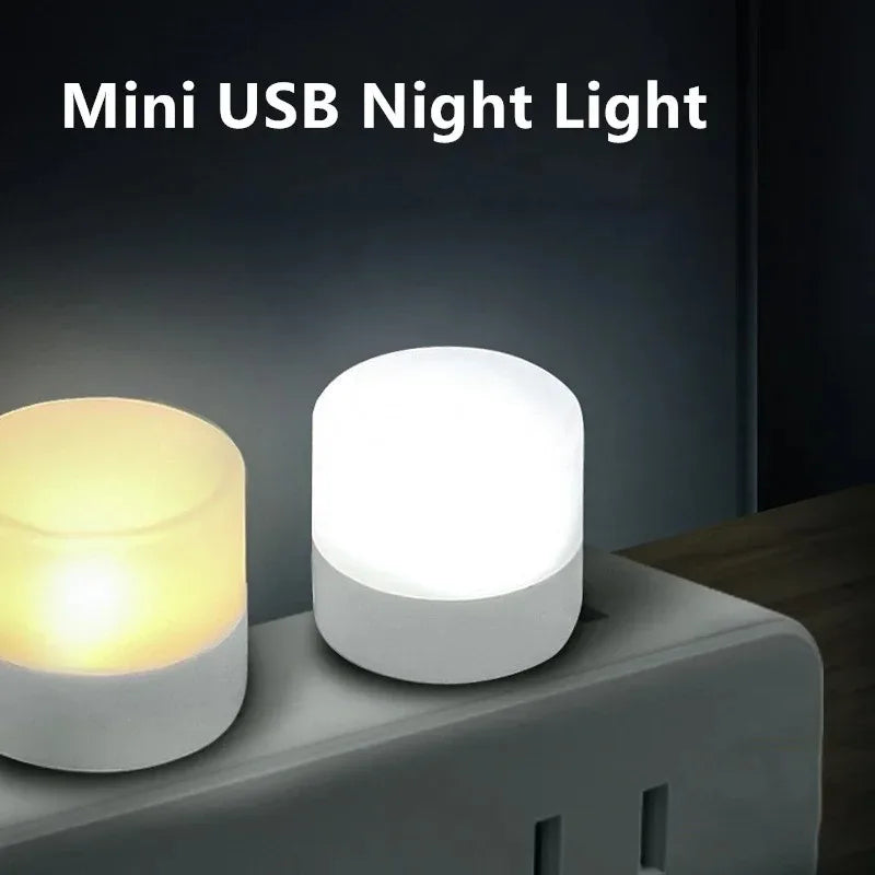 1-20PCS Mini USB LED Light Portable Plug Lamps Eye Protection Book Reading Light Small Round Car Bulb Computer Mobile Power Lamp Oasis Select