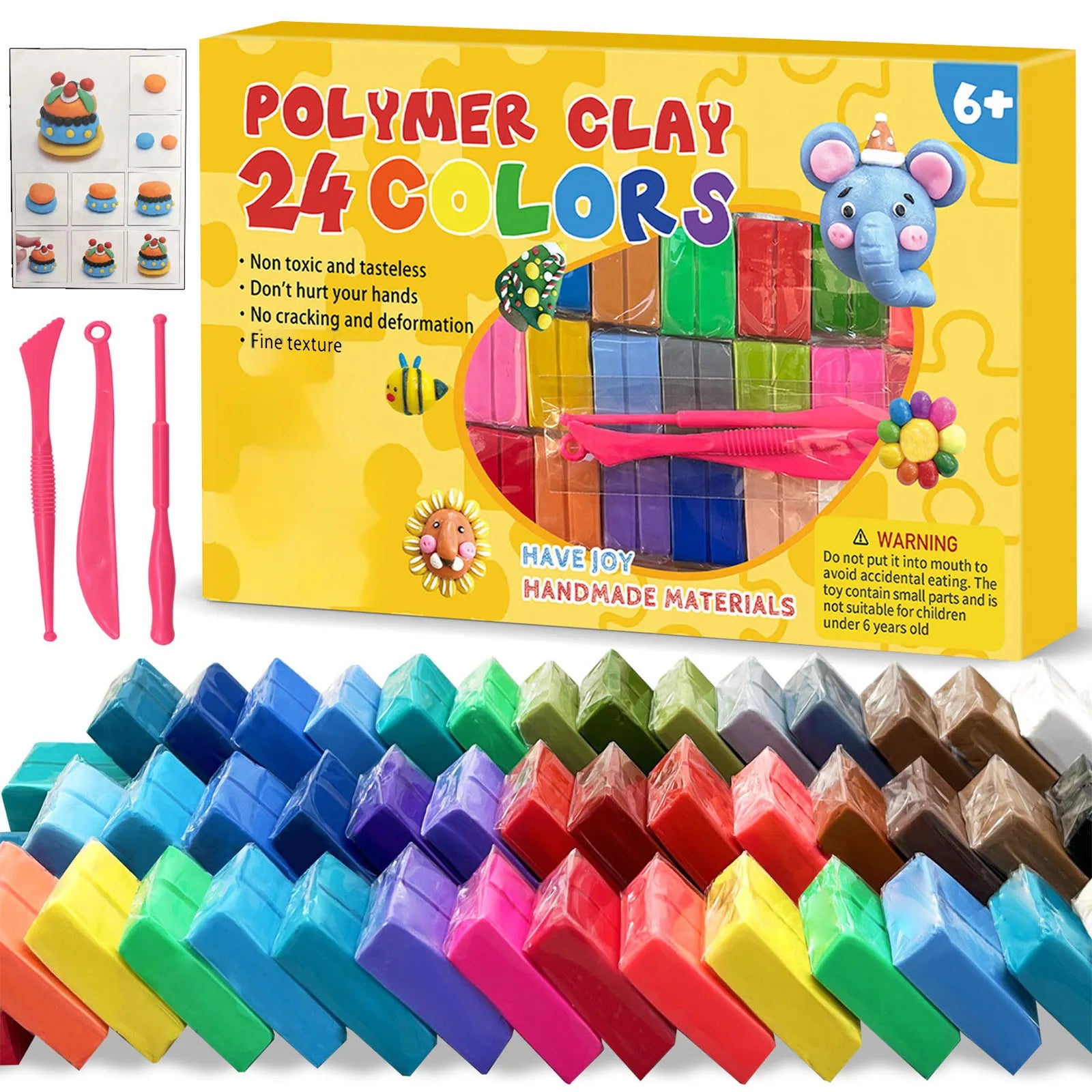 Colors Polymer Clay Blocks With Tools Kit Molding Craft Oven Bake Beginer Kids Diy Earrings Dolls Jewerly Accessories Oasis Select 24COLORS