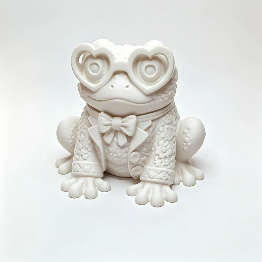 Gentleman Frog Garden Statue Bow Shaped Waterproof Outdoor Courtyard Lawn Desktop Decoration Flower Pot Landscape Decoration Oasis Select Pure White