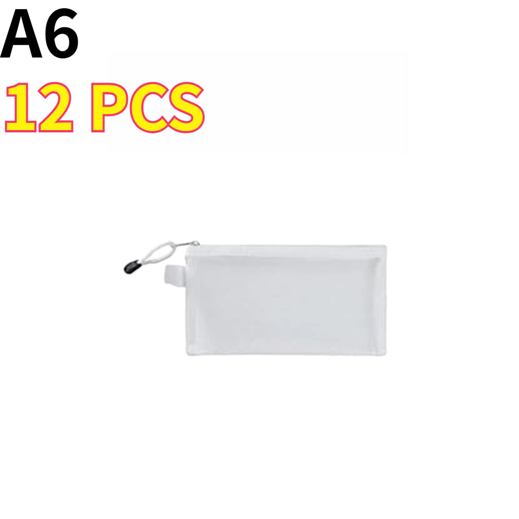 2/6/12PCS Clear Mesh Zipper Pouch Nylon Travel Toiletry Bag Makeup Organizer Stationery Pouch Portable Compact Oasis Select A6 12pcs