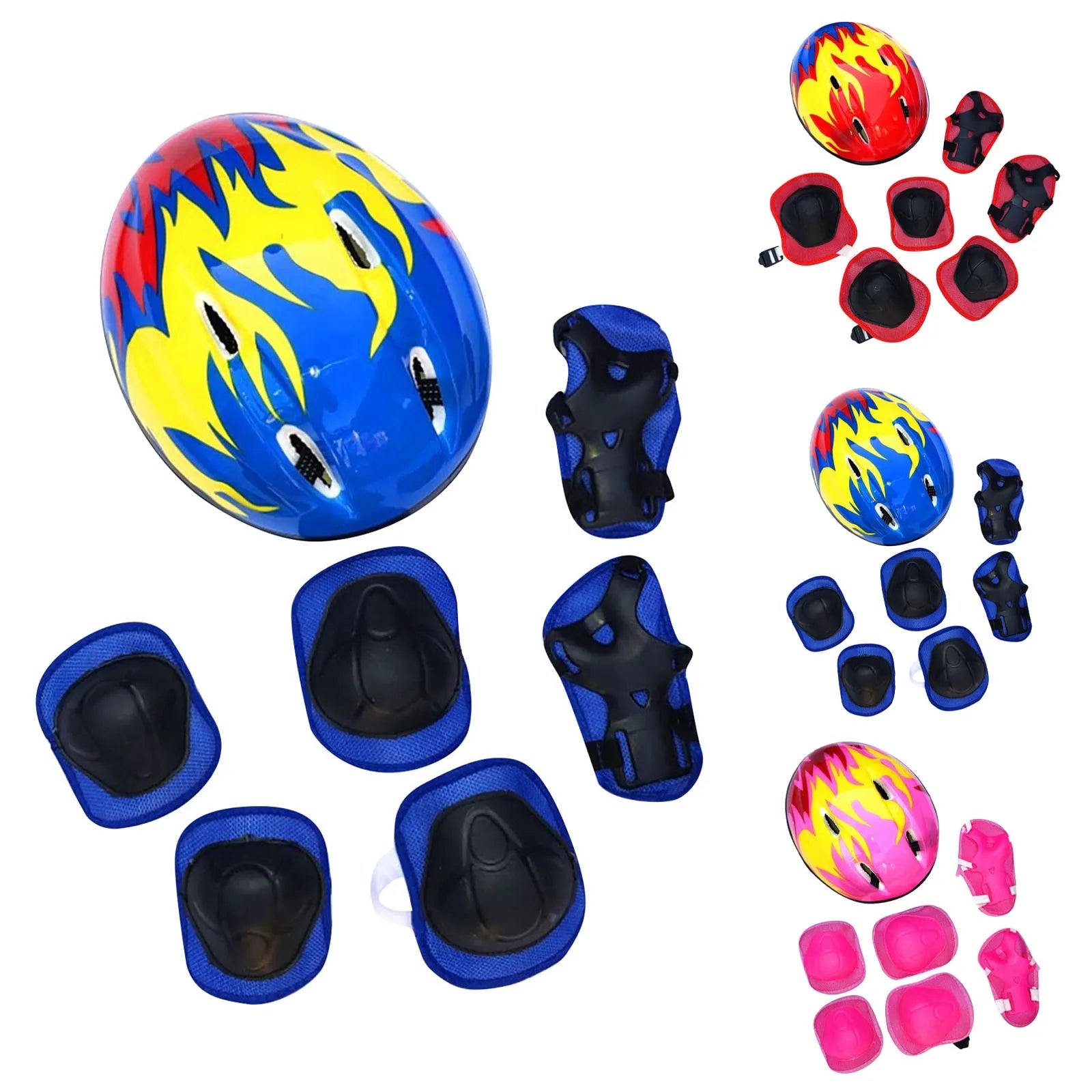 Children Protective Body Gear Safety Protection with Helmet Impact Resistant 7 in 1 Shock-absorbing Breathable for Outdoor Sport Oasis Select
