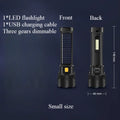 LED Solar Charging Flashlight White/Red/Blue Light USB Rechargeable Super Bright Flashlights Outdoor Emergency Torch 1 Pack Oasis Select Small size-1PC Built-in battery