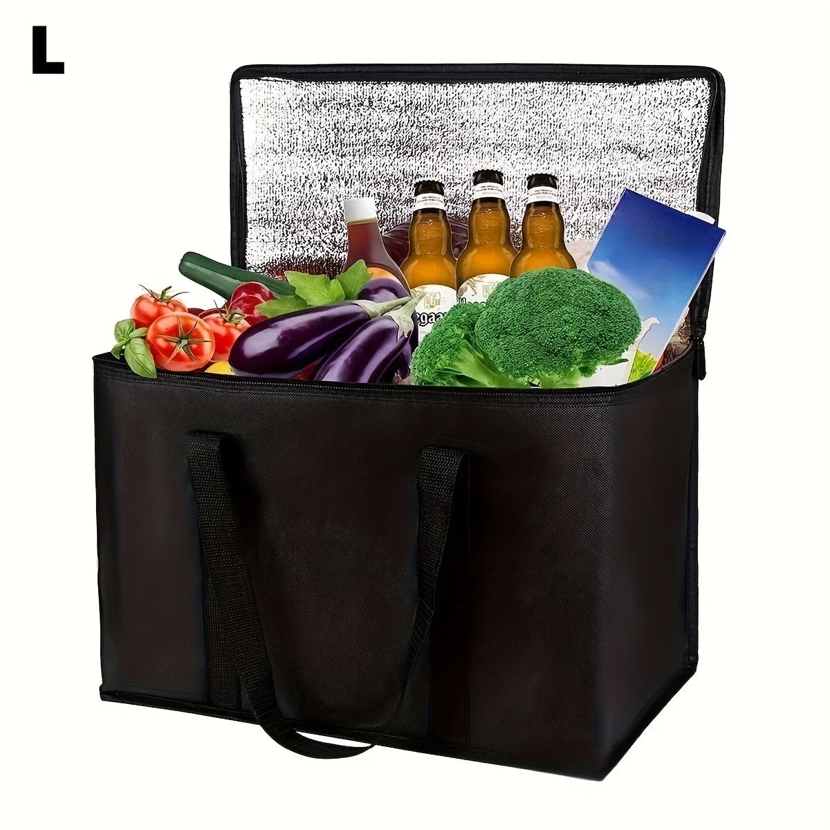 XL/Large Insulated Bag: Keep Food Hot & Cold For Hours - Grocery Tote, Soft Cooler Bag, Pizza Warmer Lightweight & Sturdy Zipper Oasis Select L