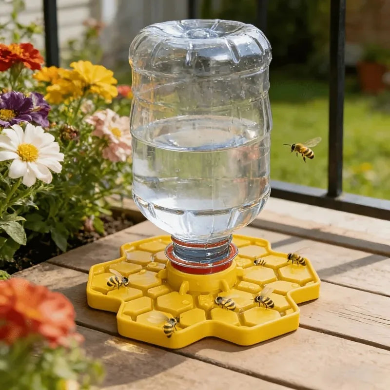 Bee Water Feeder with Perch Safe Honeybee Drinking Station Honeycomb Tray Practical Beekeeping Supplies for Garden Patio Oasis Select