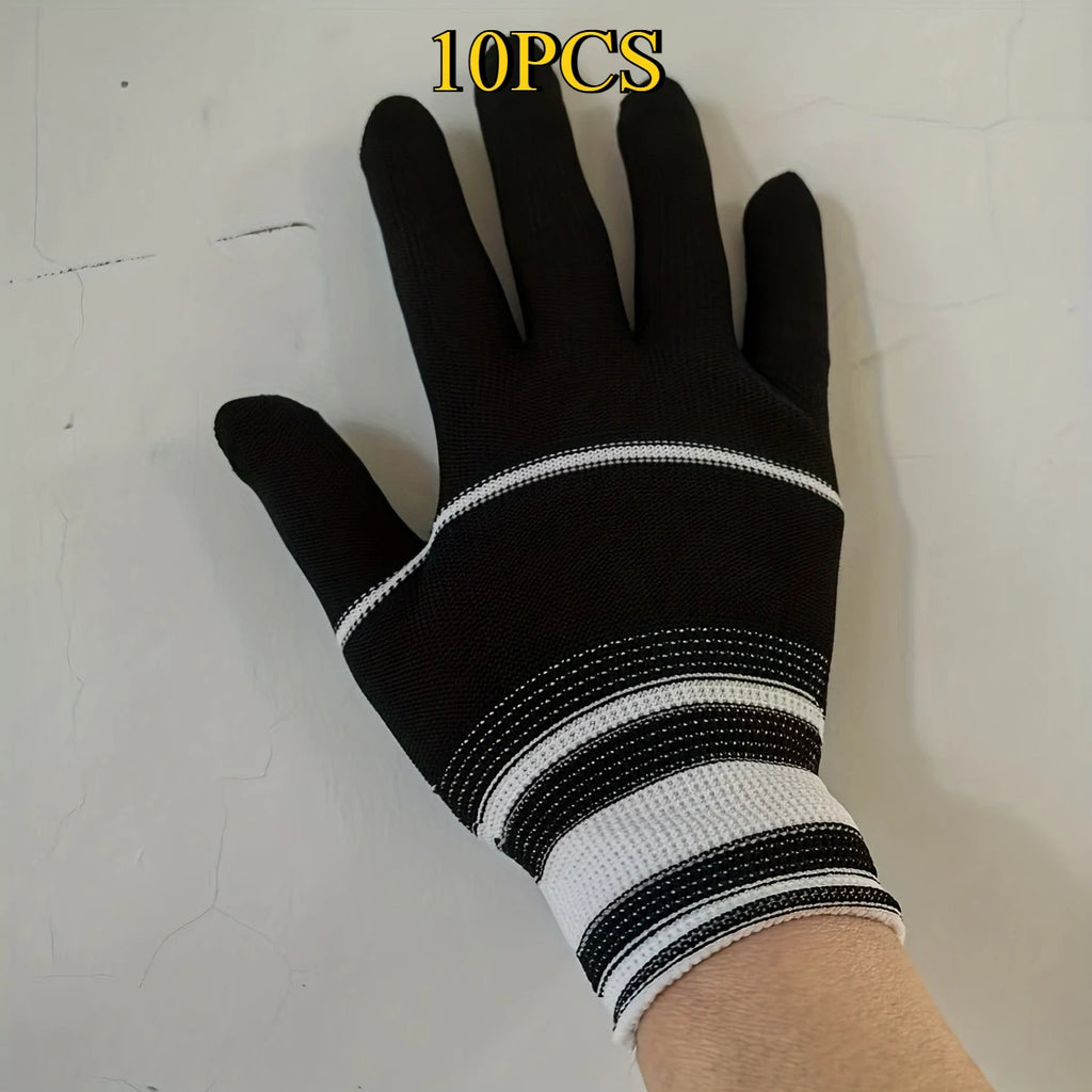 10PCS Nylon Gloves - Lightweight Grip Texture, Suitable for Outdoor Cycling, Fishing, Camping, One Size Suitable for Everyone Oasis Select black