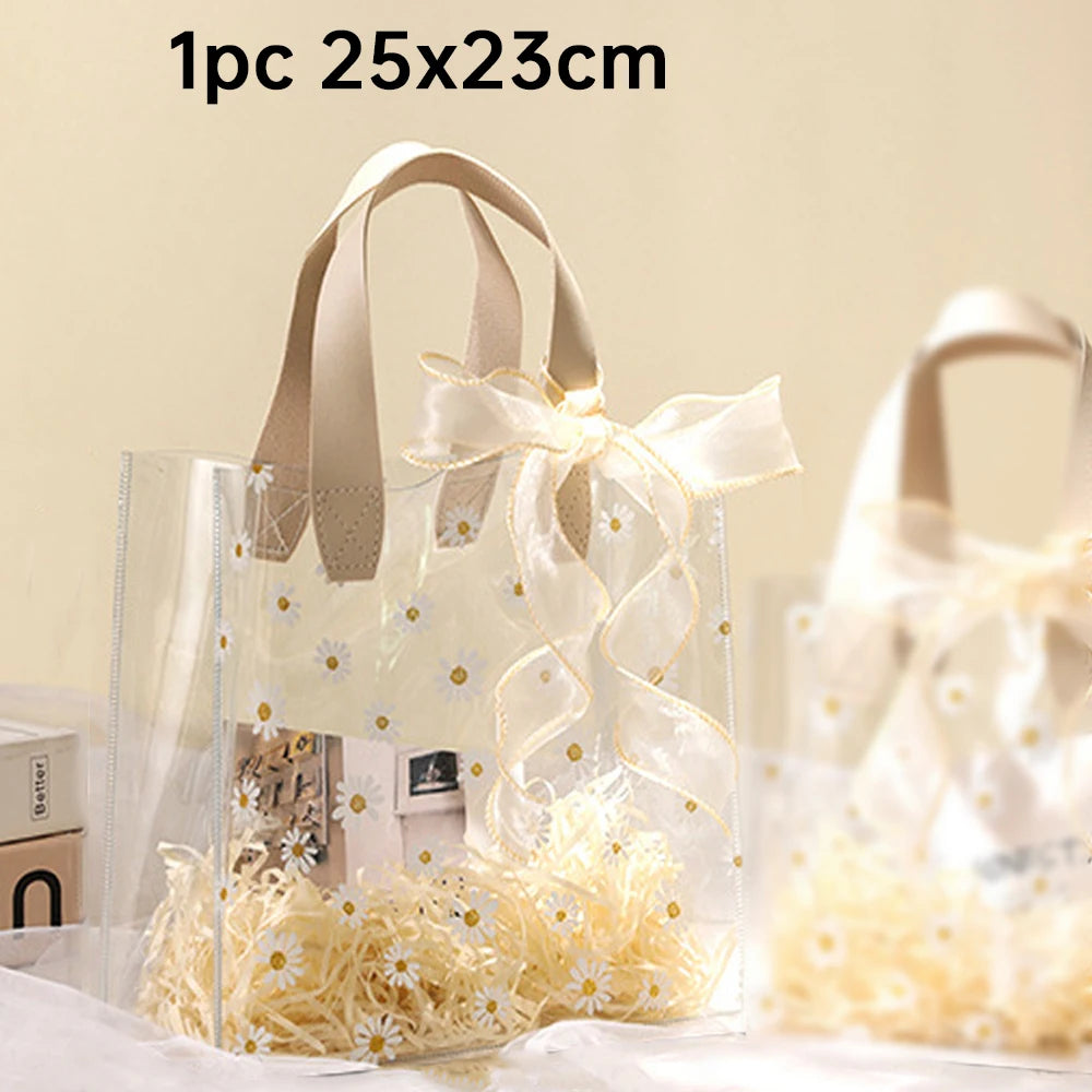 1PC Daisy Tote Gift Bag Candy Bag Thanksgiving, Day of the Dead, Eid al-Fitr, Deepavali, Christmas Portable Gift Jewelry Bag Oasis Select beige 25x23cm 1pc Other