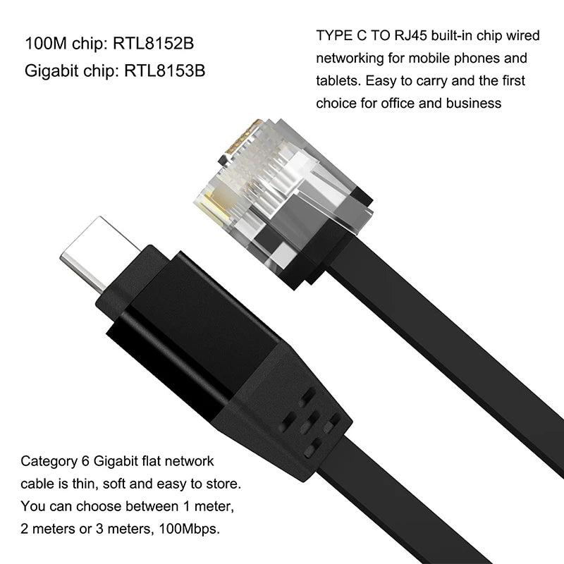 New Sale 1000m Type-C TO RJ45 Connecting Cable Phone Wired Network Adapter For Laptop Tablet Oasis Select