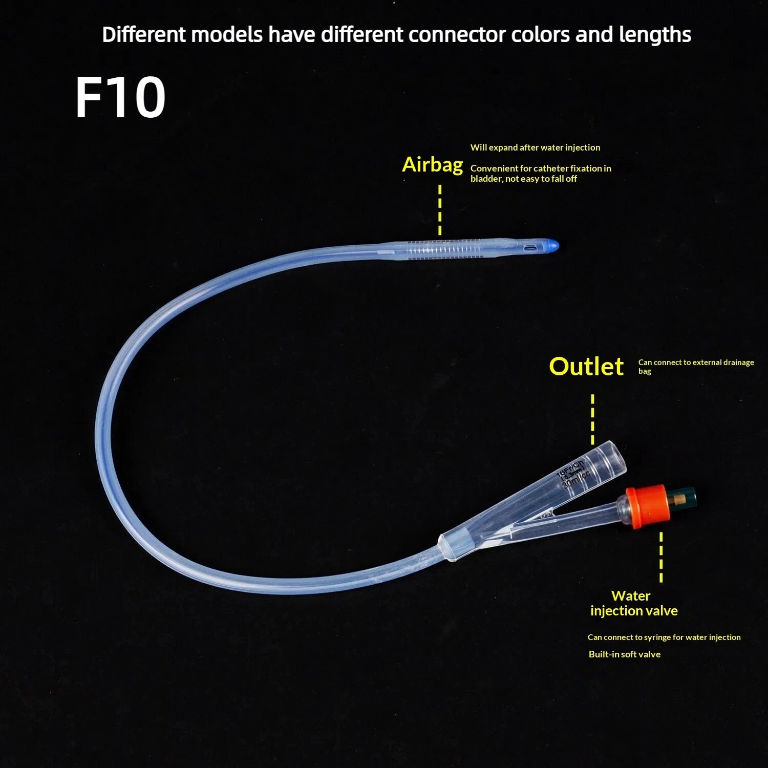 1 Piece 2 Way 3 Way Urinary Disposable Silicone Foley Catheter Flushing Tube Teaching Consumables Oasis Select A3