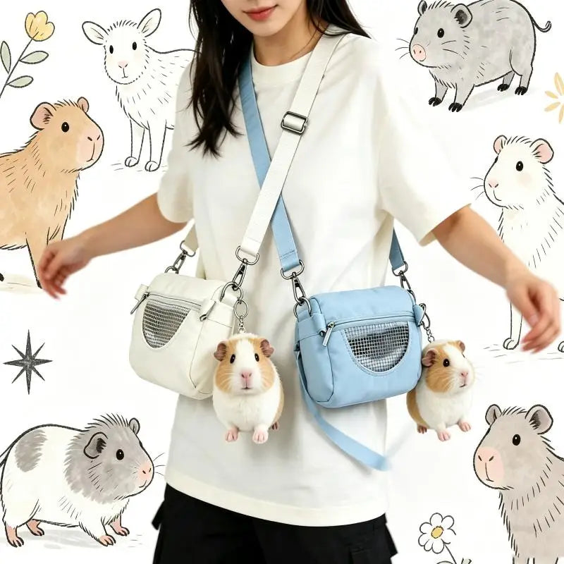 Hamster Travel Carrier Bag – Breathable Mesh Crossbody Cage