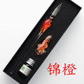 Embedded flower glass pen set, colored dipping pen, street vendor gift box, signature pen, glass pen gift Oasis Select 3