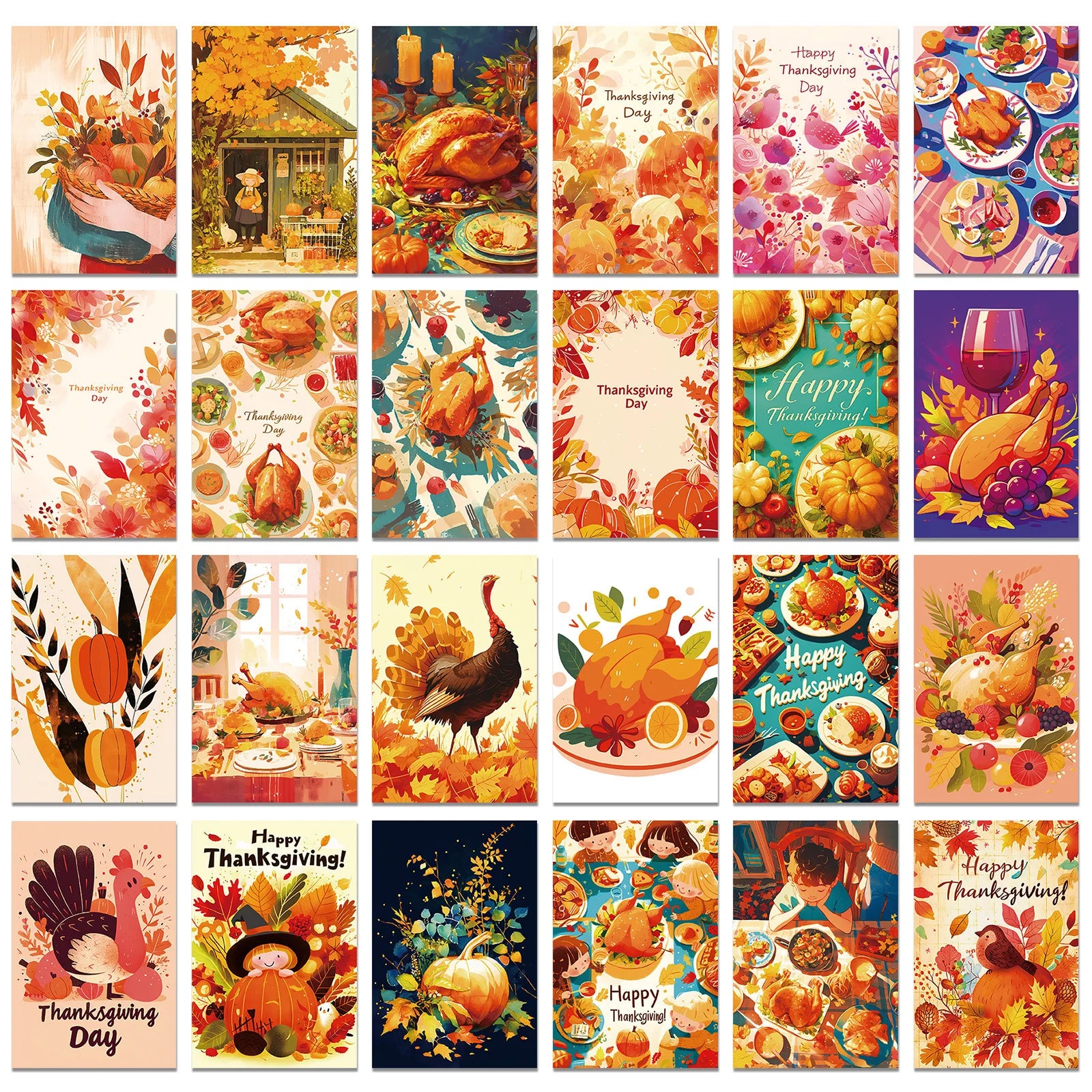 Gratitude Blessings Small Cards Postcards Holiday Wall Decor Harvest Season Pumpkin Turkey Celebration Indoor Bedroom Decoration Oasis Select
