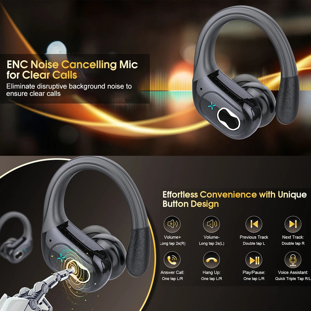 Ear Ganging Type Headset Men Women Waterproof HiFi Stereo Sound Blue Tooth Headphone Music Sports Earphone ENC Noise Cancelling Oasis Select