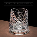 280ml Glass Cup with Base Crystal Rum Whiskey Rotating Glass Mug Diamond Cut Ice Flower Bubble Pattern Spinner Cup Business Gift Oasis Select 201-300ml Diamondback