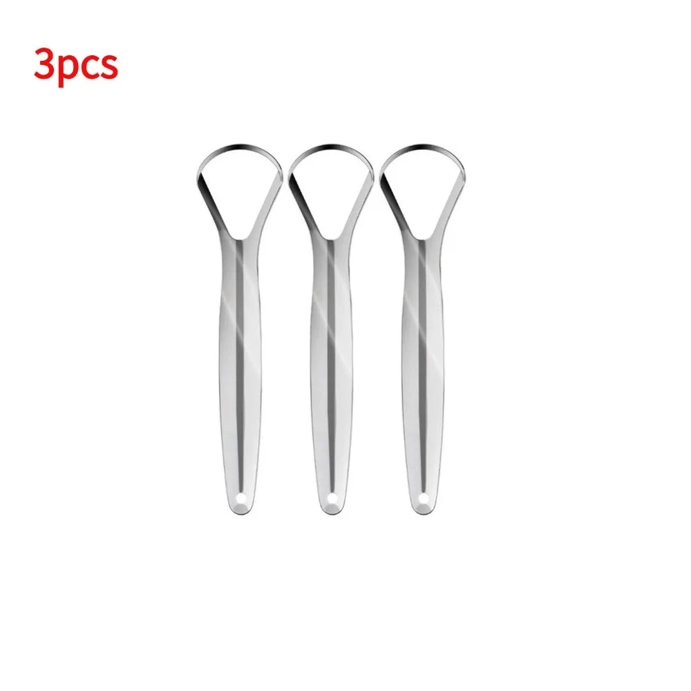 Portable Single Layer Tongue Scraper Reusable Stainless Steel Oral Mouth Brush Tongue Scraper Fresh Breath Maker Oasis Select One Unit 3pcs