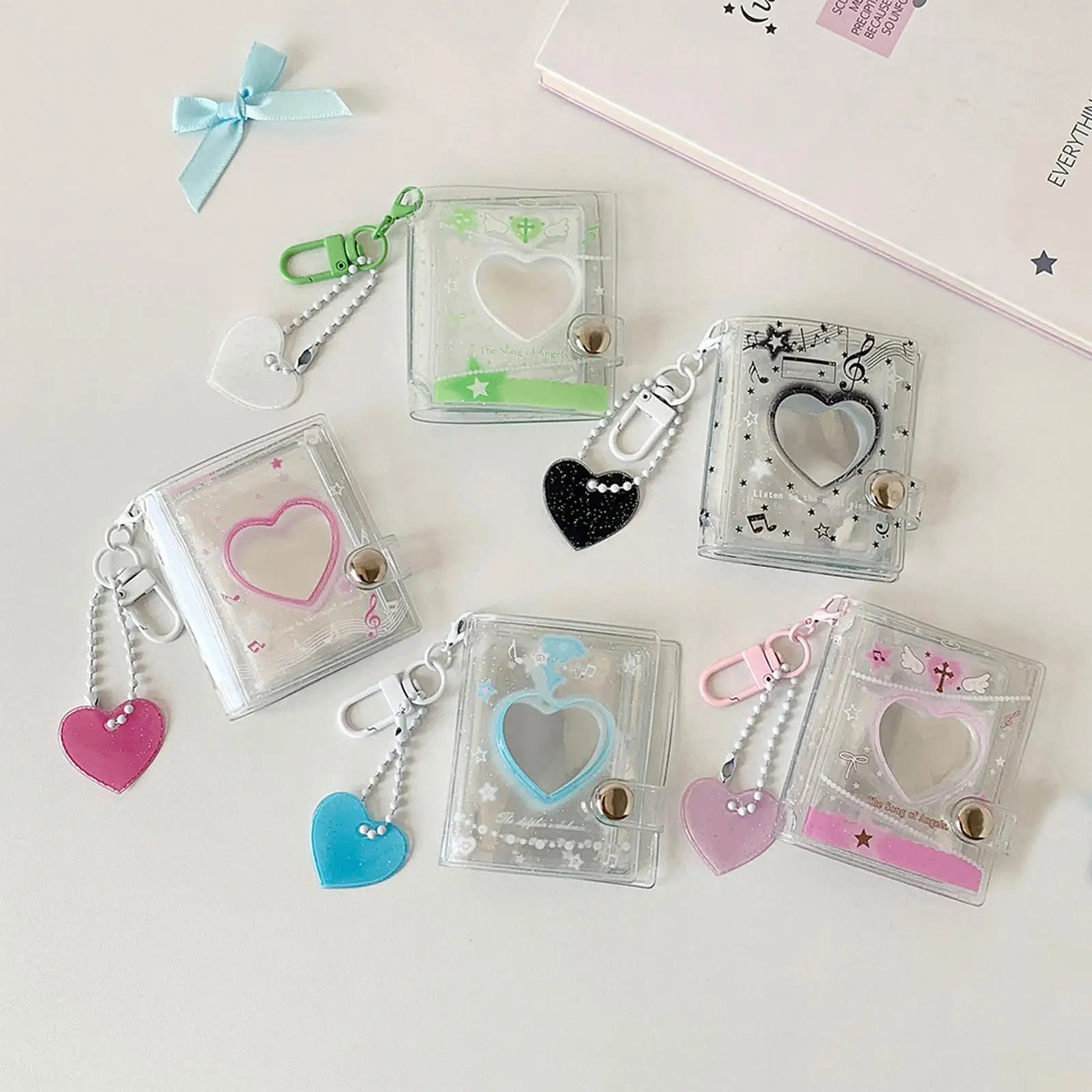 Mini Photo Albums Key Chain Decoration PVC Photos Holder Pockets Accessories For Photos Cards Keychain Pendant Card Holder Oasis Select
