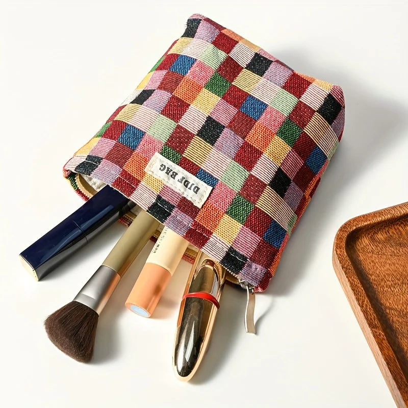 1pc Mini Female Cosmetic Bag Portable Red Soft Small Sanitary Napkin Storage Bag Commuter Coin Key Bag Portable Bank Card Bag Oasis Select