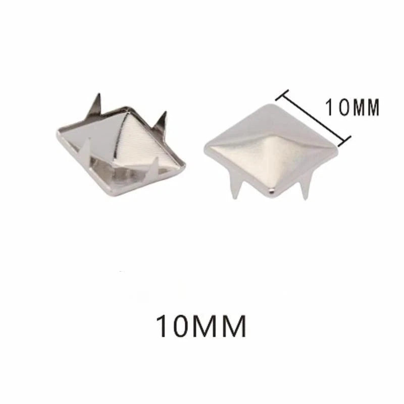 100Pcs Square Pyramid Metal Studs, 4 Claw Punk Spikes, DIY Decor Accessories for Leather Crafts Bags Clothes Shoes Oasis Select