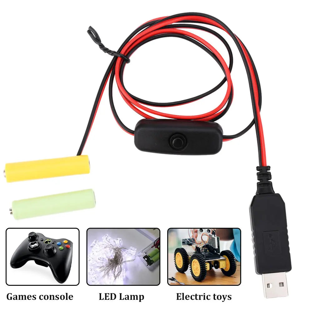 Universal 3/4.5/6V AA AAA Battery USB Power Supply Replaced AA/AAA Battery Replacement Cable for Clock Toy Light LED With Switch Oasis Select