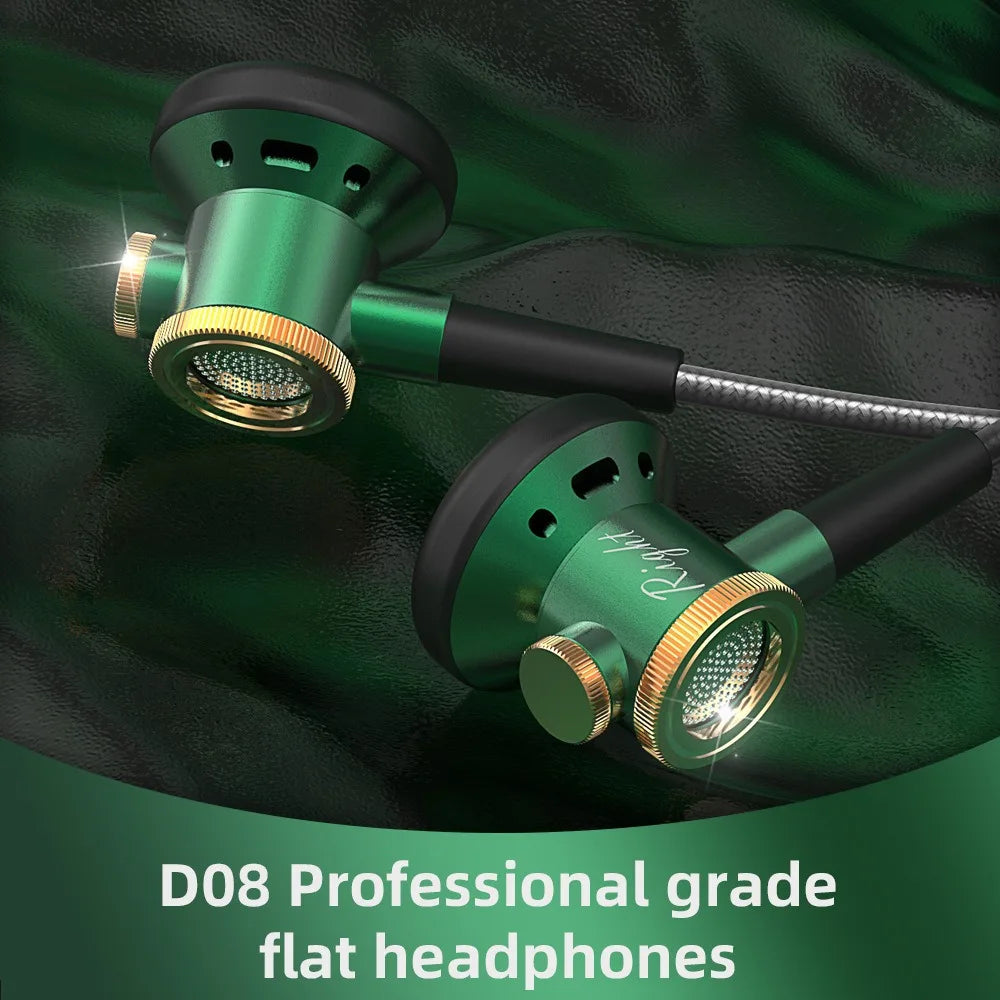 D08 Metal HIFI Heavy Bass Headset 3.5MM/Type-C Digital Chip With Mic In-Ear Wired Headphones Music Sports For Samsung Android Oasis Select