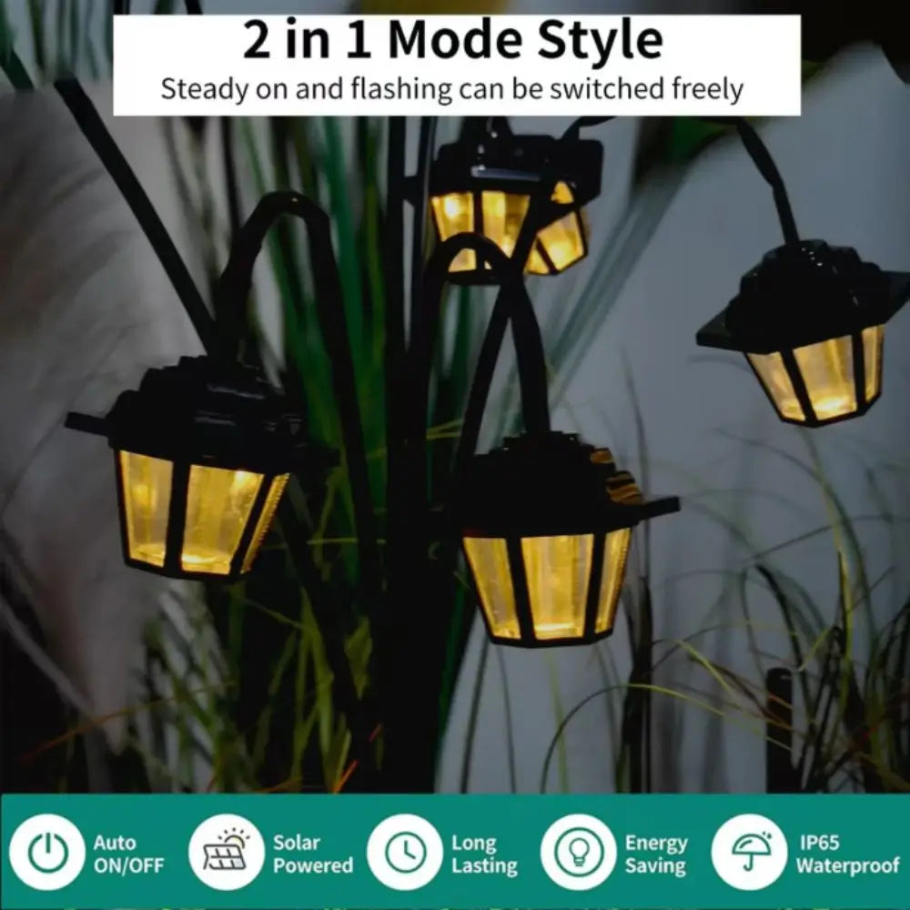Solar Retro Hexagonal Lantern – 6 LED 8 Mode Garden Light