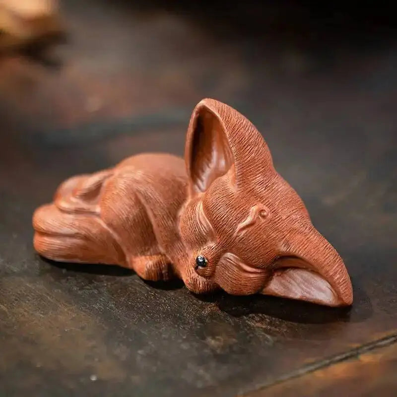 Zisha Tea Pet Fox Ornament Nine-tailed Spirit Fox Sculpture Creative Tea Tray Decoration Accessories Tea Set Oasis Select